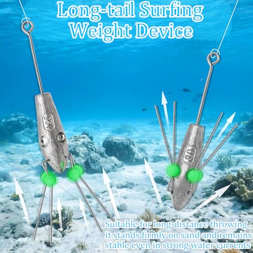 5Pcs Sputnik Sinker Fishing Weights Sinkers Lead Long Tail Spider Sinkers
