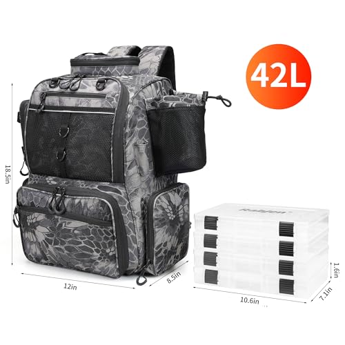 Fishing Tackle Backpack with Rod Holders (Camouflage Black)