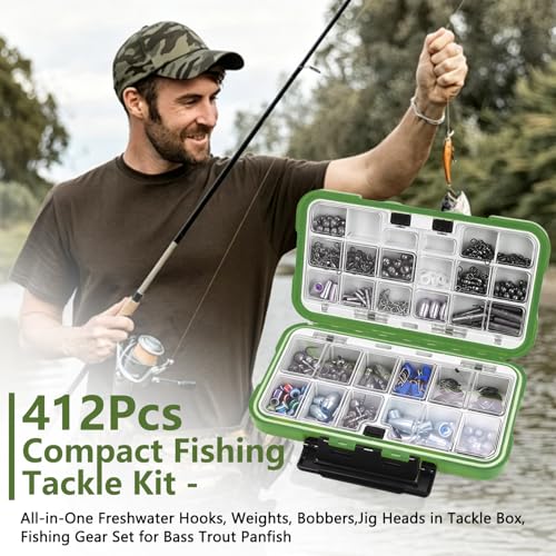 412Pcs Fishing Tackle Kit with Box (Green)