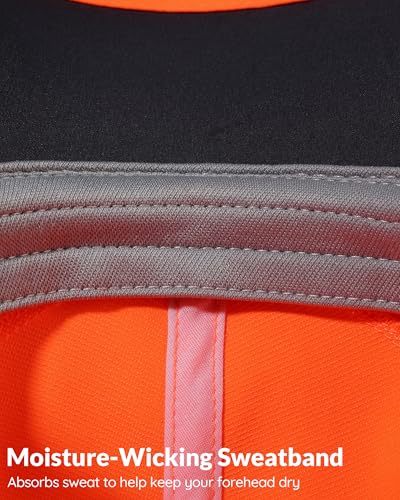360° Reflective Cooling Work Hat with Neck Flap for Men (6 3/4-7 1/2 / Neon Orange)