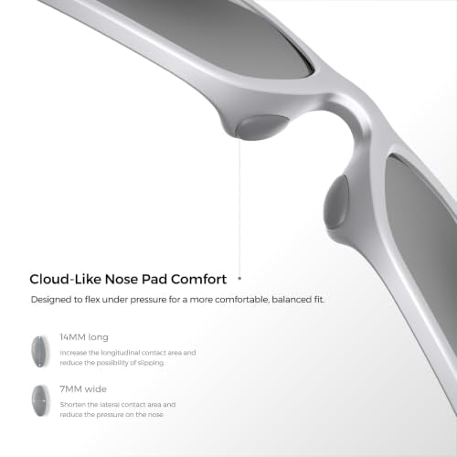 Cat Eye Polarized Wrap Around Sports Sunglasses for Men Women UV400 Protection Running Cycling Mountain Bike Baseball Sun Glasses (Matte Silver 1010)