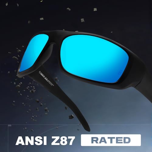 XL Z87 Sports Sunglasses for Big Heads Men 8700 (Black/Ice Blue)