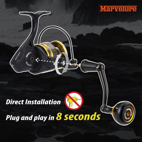 Foldable Power Handle for Penn Battle II III IV (Black Gold / For Battle 8000 Thread (Voyager Version))