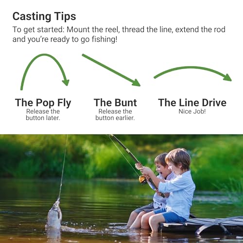 Beginner Kids Fishing Pole & Tackle Box (Black Rod / 1.5m or 4.9 FT)