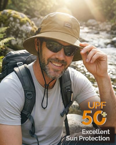 Mens Bucket Sun Hats (One Size / Khaki)
