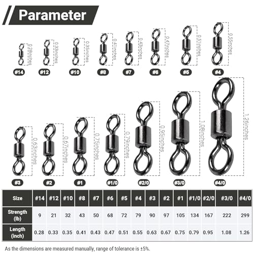 AMSYPORTS High Strength Fishing Swivel Connector Saltwater Freshwater Barrel Swivels Rolling Heavy Duty Swivels Fishing Copper Black Nickel (Size4 (79lb) 50 pcs)