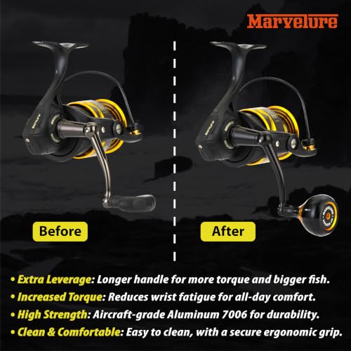 Foldable Power Handle for Penn Battle II III IV (Black Gold / For Battle 8000 Thread (Voyager Version))