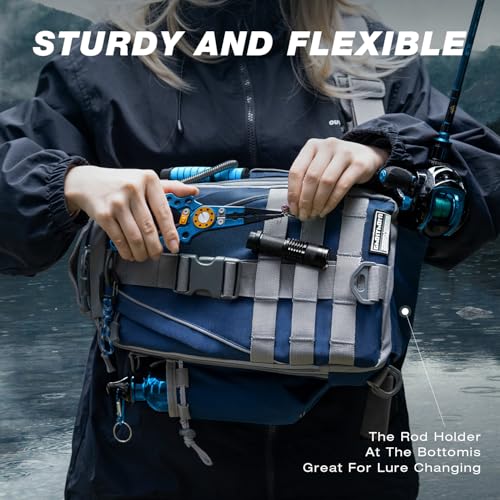 Fishing Backpack with Rod Holder (Blue)