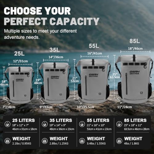 Waterproof Dry Bag Backpack 25L (Grey / 55L)