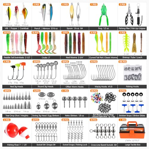Large 3 Layers Fishing Tackle Box Lures Kit with Tackle Included