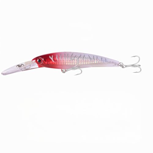 Long Lip Deep Diving Sinking Trolling Minnow (Red Tiger / 4.13oz/7.87")