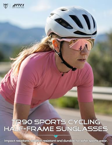 Lightweight Running Sunglasses Women Men Wrap Around UV400 Sports (2026-pink Frame-pink Lens /Mirrored)