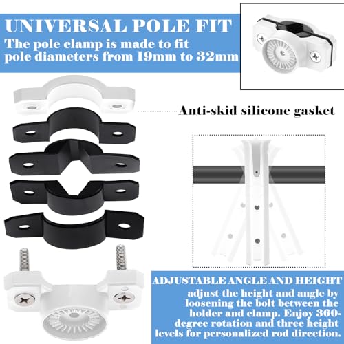 2 Pcs Fishing Rod Holder for Bike Rack Pole Mount Rotatable Fishing Chair Pole Holders with Clamp for Boat Bicycle Motorcycle Kayak Cart (White)