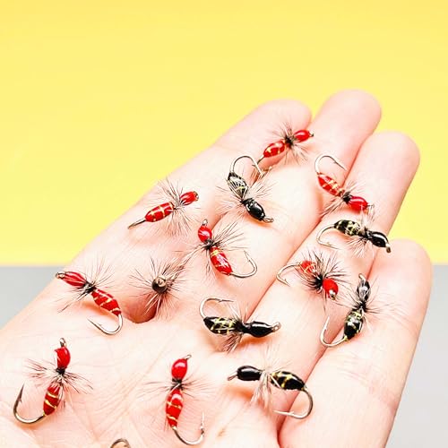 10Pc Hand Tied Fly Flies Fly Fishing Lure (Black&Red)