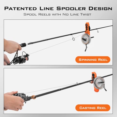 Kalibrate Patented Fishing Line Spooler with Scissors (F: Line Spooler & Scissor - Orange)