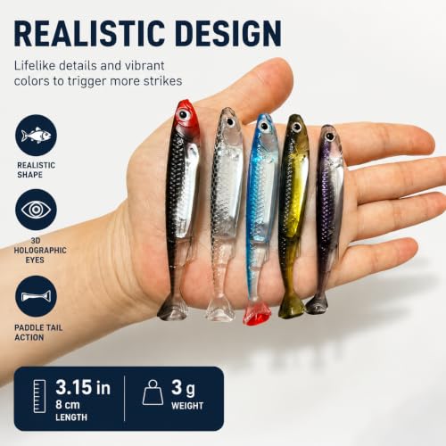20PCS Soft Plastic Fishing Lures (5 color sets / 3.15 in/0.11oz (20 pcs))