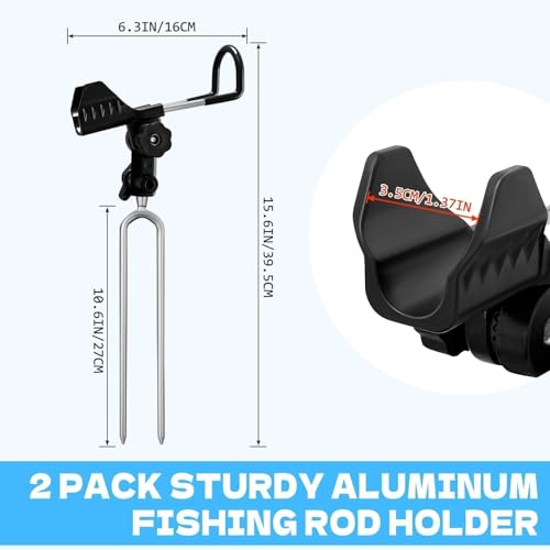 Fishing Rod Holders for Bank Fishing (Black -2 Pack)