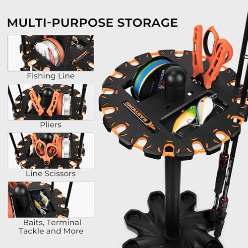 V16 Fishing Rod Holder for Garage (Black, without Rotaing Base)