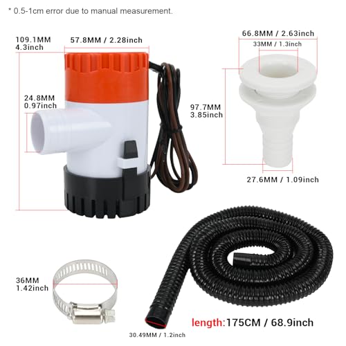 1100GPH 12V Boat Bilge Pumping Kit