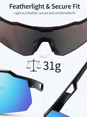 Cycling Sunglasses for Men Women (Black Blue)