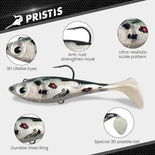6 pcs Jig Head Soft Fishing Lures (6 pcs Paddle Tail Soft Lures)
