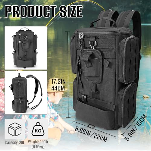 Fishing Tackle Backpack with Rod Holders