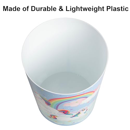Unicorn & Rainbow Plastic Wastebasket Compact Size 1.56 Gallons (Unicorn)