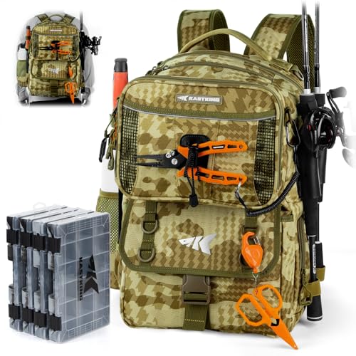 BaitSpace 50L Fishing Backpack with 4 Tackle Boxes