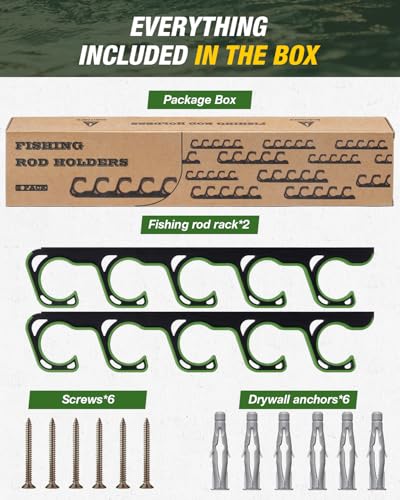 Fishing Rod Rack (Green / 1 pack holds up 5 rods)