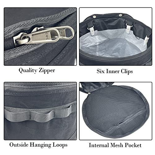 Pop Up Storage Bin Collapsible Trash Can Recycle Container Reusable Utility Bag with Zippered Lid for Camping (Black)