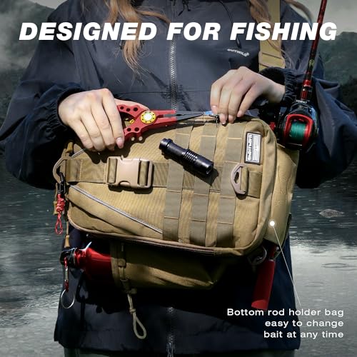 Fishing Backpack with Rod Holder (Khaki)