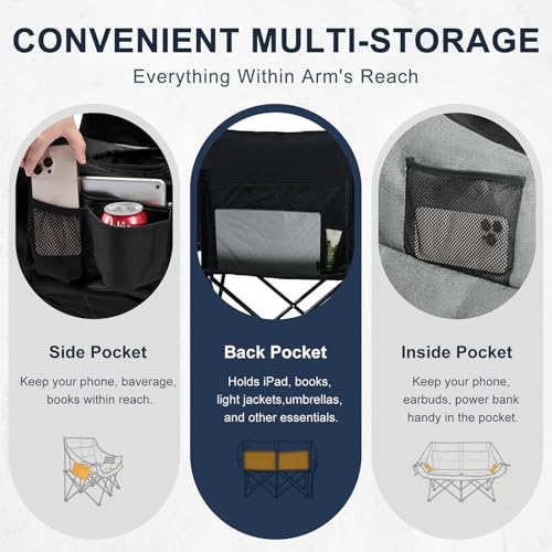Double Camping Chair 2 Person Loveseat (Loveseat Grey)