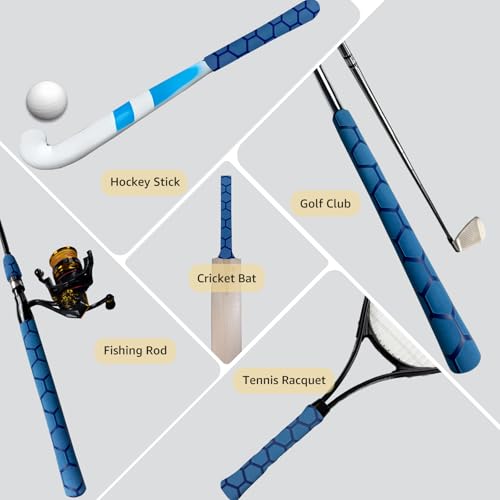 Hex Pattern Fishing Rod Shrink Wrap for Ice Hockey Stick (25mm dia. x 5.25 ft long / Blue)
