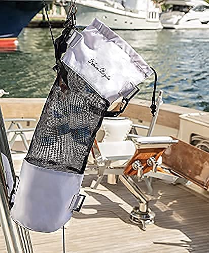 Portable Mesh Trash Bag for Boat (White)