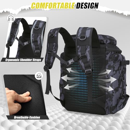 45L Fishing Backpack with Rod Holders & Built (Black and Blue CM)