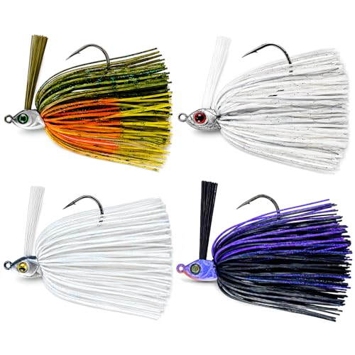 4 Pack Weedless Swim Jigs for Bass Fishing (1/4oz (4-Pcs) Variety 1 of each color / 1/4oz)