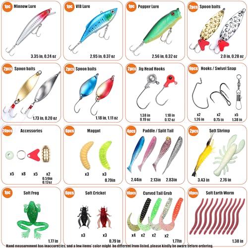 79pcs Fishing Lure Kit with Tackle Box Including Crankbaits (Black-79pcs)