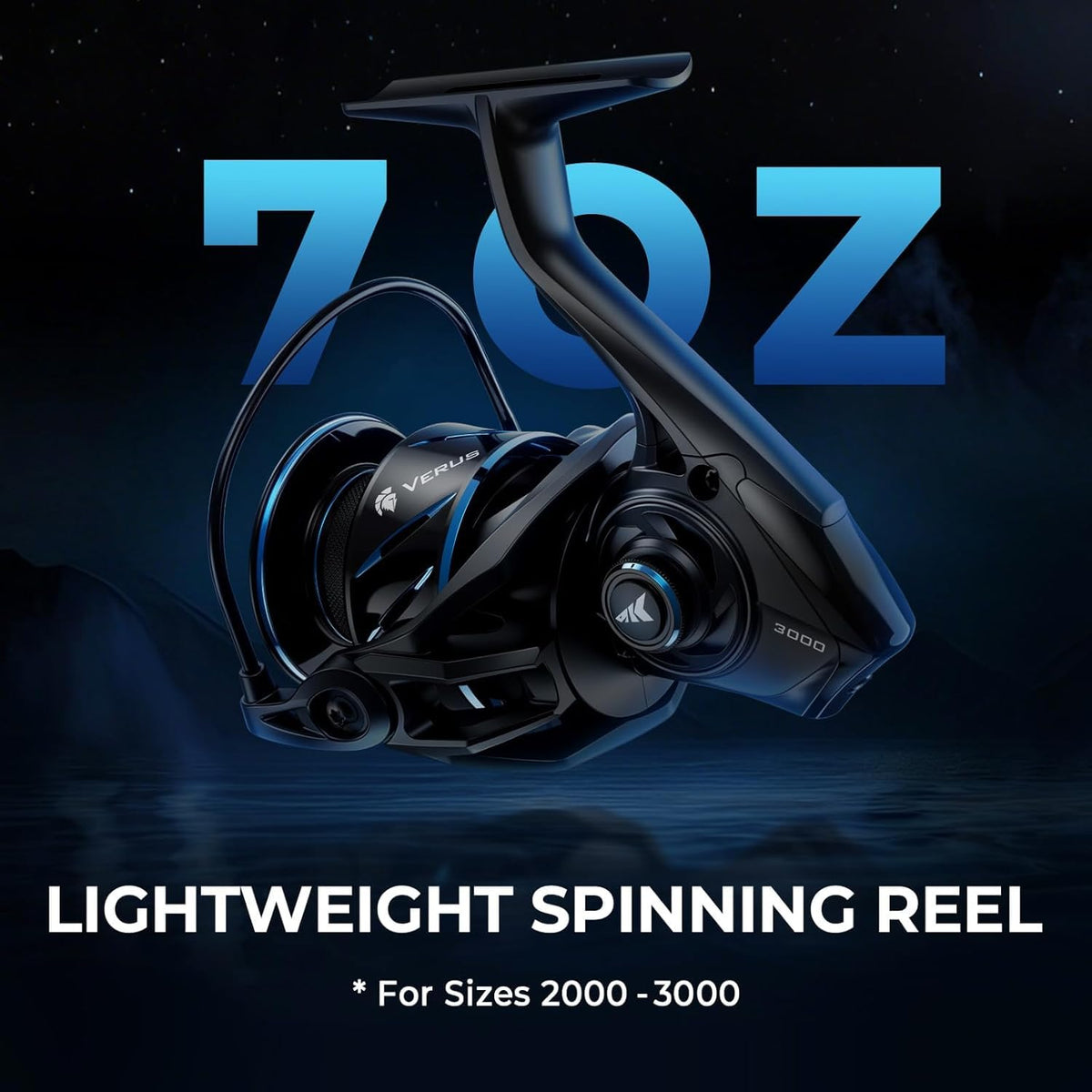 Verus Spinning Fishing Reels (Black / Size:3000)