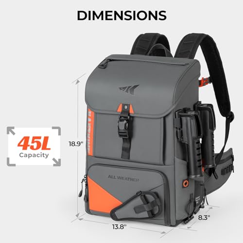 All Weather Waterproof Fishing Backpack With 2 Rod Holder (B: Grey（Without Waterproof Tackle Box）)