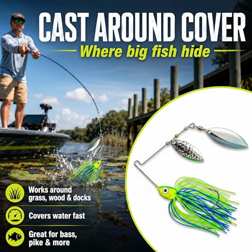 Fishing Spinner Lures (multi color 5pk(pnk,yellow,green, blue, red))