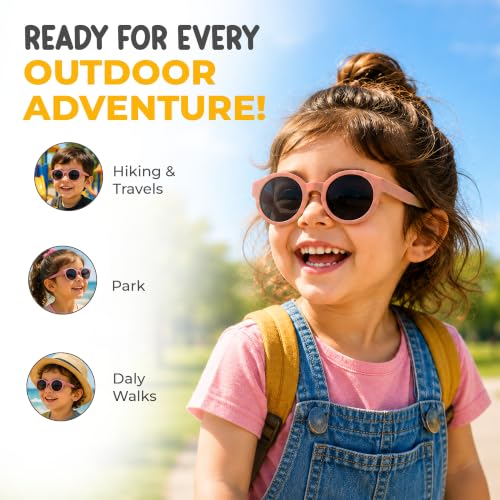 Kids Polarized Sunglasses for Boys & Girls (Brown)