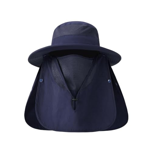 Men's Fishing Hat Sun Hat Boonie Hat UPF 50+ Wide Brim Outdoor Work Hat with Breathable Mesh & Chin Strap for Farm (Green)