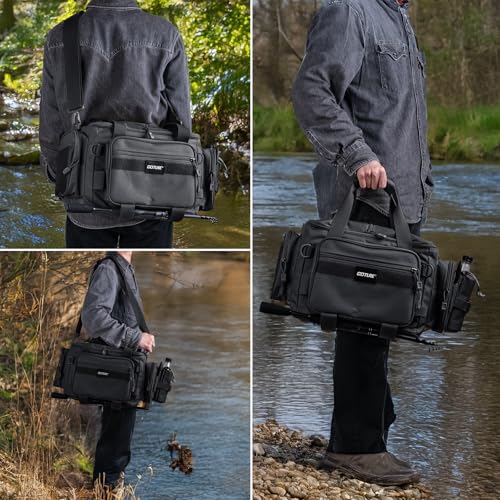 Fishing Tackle Bag with 2PCS 3700 Tackle Boxes (B1:Black with 2 3700 Tackle Boxes / Medium)