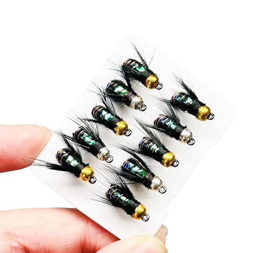 10Pc Fishing Lure #8 Bright Colors Brasshead Bionics Humpy Fly Nymph Wet Flies Insect Bait Pike Trout Salmon Bass Fly Fishing Flies