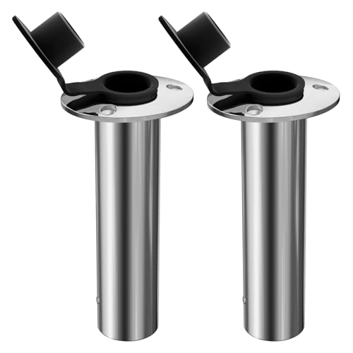 Boat Stainless Steel 316 Fishing Rod Holder (Silver - Black Insert / 90 Degree with Cap)