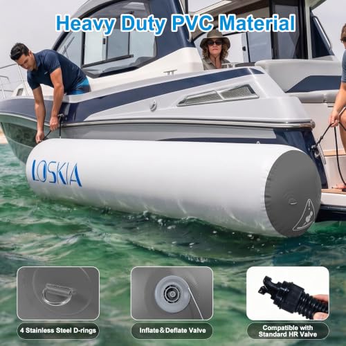 6FT 10FT Inflatable Boat Fenders for Docking (10'x18" Dark Grey)