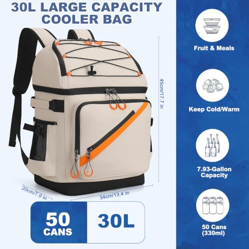 50 Can Large Waterproof Insulated Cooler Backpack