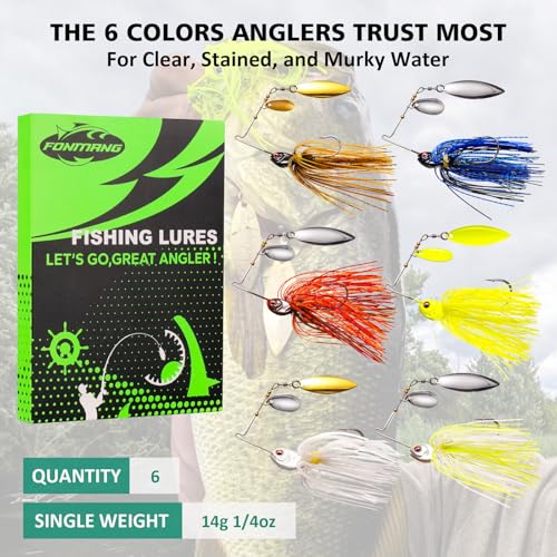 6pcs Fishing Lures Spinner baits for Freshwater and Saltwater (B-6Pcs Spinnerbaits)