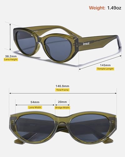 Modern Edgy Cat Eye Sunglasses for Women (Transparent Green/Gray)