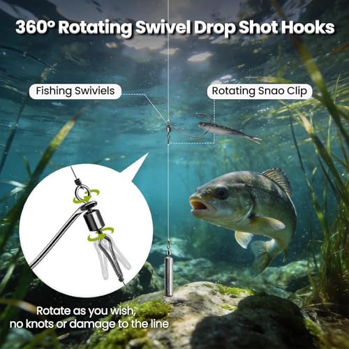 30 60Pcs Swivel Drop Shot Hooks Kit (2#)